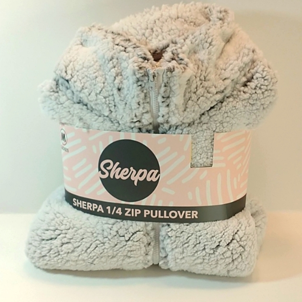 Bobbie Brooks Ladies 1/4 Zip Pullover Sherpa Size Medium Heathered Gray